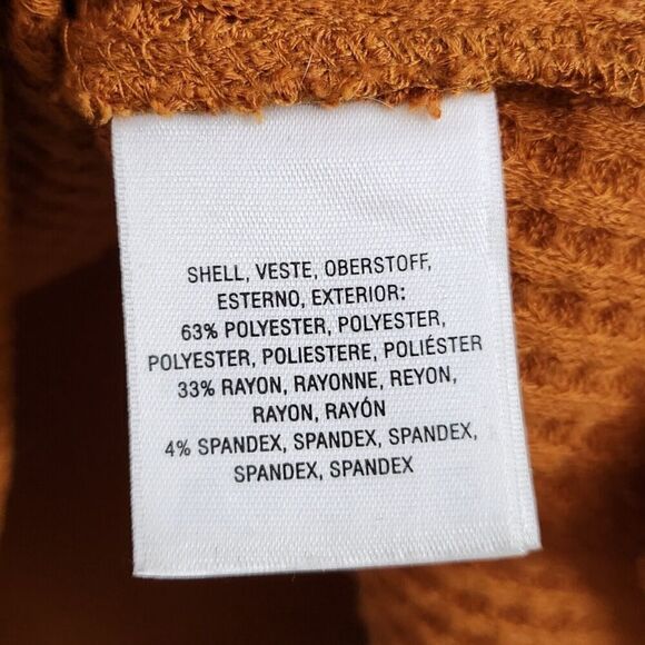 Maeve Anthropologie Top Medium Pearson Pumpkin‎ Orange Waffle Thermal Pullover - Picture 5 of 11